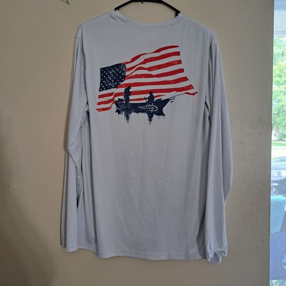 Reel Life Other - Reel Life Mens White Graphic Fishing Long Sleeve Polyester T Shirt Size L